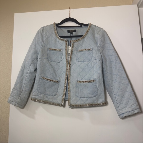 Brand New Vero Moda Denim Chain Detail Blue Jacket Size Small NWT - Picture 1 of 7